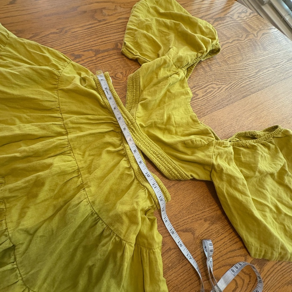Free People Cross of Sunlight Mini Dress - Size S - Chartreuse Bright Green - Picture 6 of 11